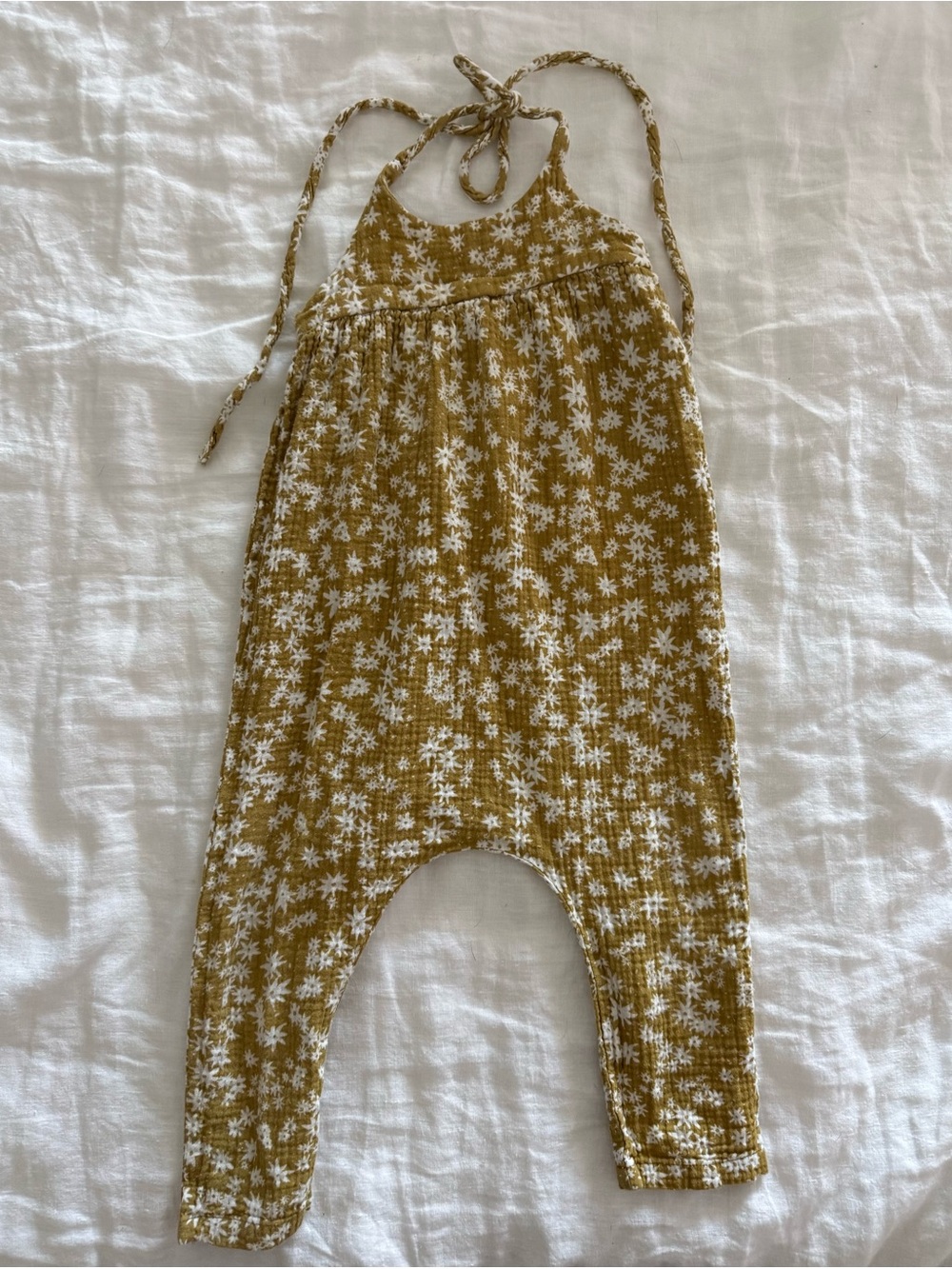 Rylee + Cru Kids Floral Halter Romper in Mustard